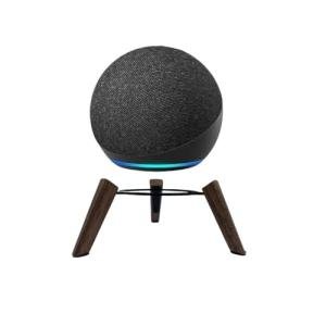 Real Wooden Tripod Stand for Alexa Echo Dots (4th Gen)(5th Gen), Wood Stand Holder with Metal Frame and Silicone pod Feets Secure Stable Wooden Mount Holder for Echo Dot Accessories (only Stand)
