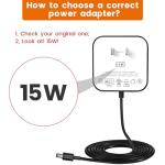 15W Power Adapter Replacement for Echo Pop, Dot 5th Gen, Dot 4th Gen, Dot 3rd Gen, Kids Edition, TV Cube Smart Speakers - Black Charger Cord Plug Long Cable, 5ft