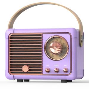 PRUNUS J-999 Retro Bluetooth Speaker,Vintage Decor,Mini Wireless Bluetooth Speaker,Cute Old Fashion Style Support USB/TF Card/AUX for Kitchen Desk Bedroom Office Party Outdoor（Exclusive Purple）