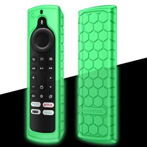 Fintie Silicone Case for Fire TV Stick 4K Max (2nd Gen)/Toshiba/Insignia/Pioneer/2-Series/4-Series/Omni Fire TV Remote - Anti Slip Shockproof Cover for Alexa Voice Remote Enhanced, Green Glow
