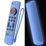 Silicone Cover for Fire TV Stick 4K Max 2nd/ Insignia/Toshiba Remote Cover Shockproof Protective Case for Omni Series and TV 4-Series Remote with Lanyard (Glow Blue)