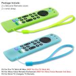 Pinowu Silicone Remote Case (2pcs) for Fire TV Stick 4K Max/Insignia/Pioneer/Omni Series Fire TV Alexa Voice Remote Enhanced w/Lanyard (Green and Turquoise, Both Glow)