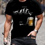 3D Beer Print Men's Casual Summer T-Shirt