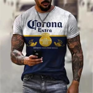 Men's Vintage Beer Print Short Sleeve Shirt
