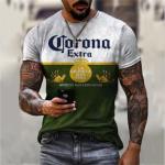 Men's Vintage Beer Print Short Sleeve Shirt