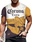 Men's Vintage Beer Print Short Sleeve Shirt