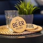 Absorbent Cork Drink Coaster Set with Holder