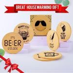 Absorbent Cork Drink Coaster Set with Holder