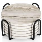 Absorbent Stone Coasters Set of 6 with Holder