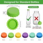24 Silicone Bottle Caps in 6 Colors