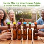 24 Silicone Bottle Caps in 6 Colors