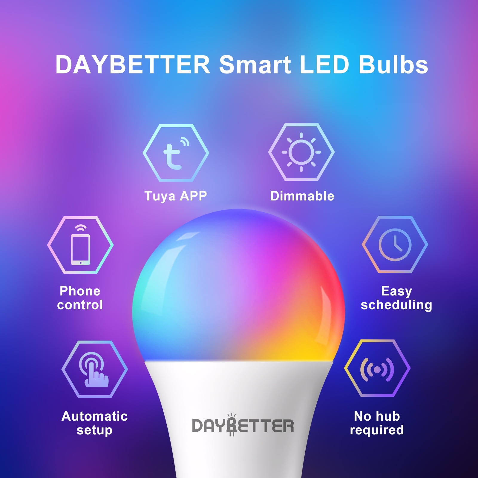 DAYBETTER 6-Pack Wi-Fi Color Changing Bulbs