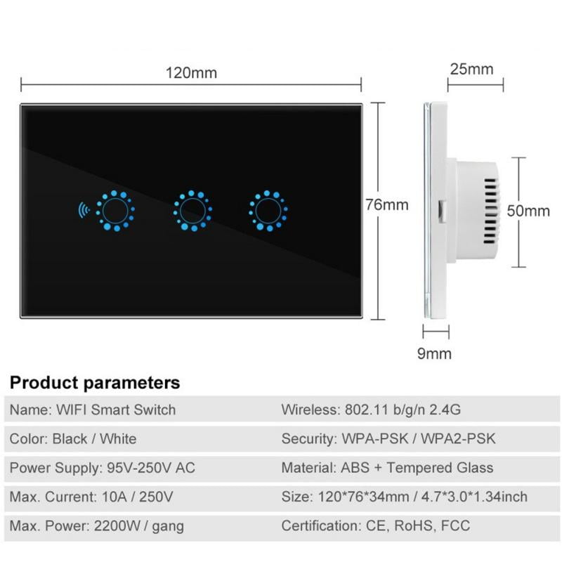 Smart Touch WiFi Light Switch for Alexa & Google
