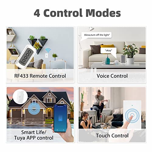 Smart Light Switch - WiFi, Alexa Compatible, No Neutral