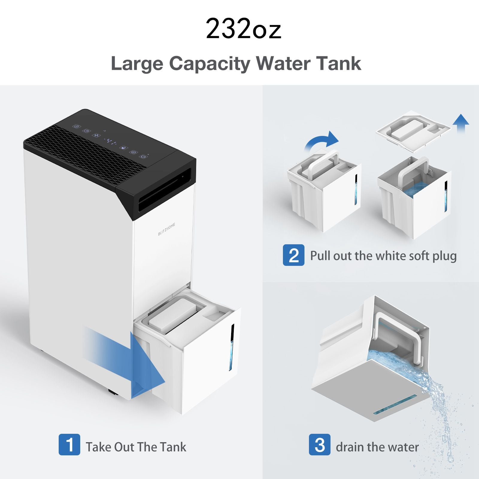 BlitzHome 42-Pint Smart WiFi Dehumidifier