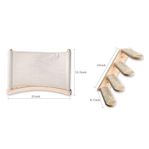 Wall-Mounted Cat Hammock with Climbing Steps