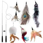 Interactive Cat Feather Teaser Wand Toy Set