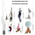 Interactive Cat Feather Teaser Wand Toy Set