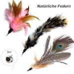 Interactive Cat Feather Teaser Wand Toy Set