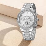 Unisex Rose Gold Crystal Diamond Quartz Watch