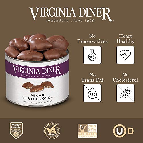 Virginia Diner Gourmet Pecan Turtledoves 18 Ounce Tin