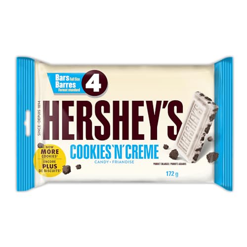 HERSHEY'S Cookies 'N' Crème Chocolate Bars, 4-Pack