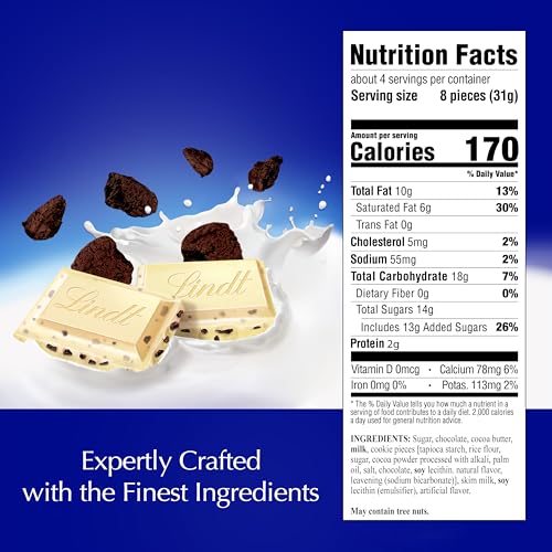 Lindt Cookies & Crème White Chocolate Bar, 12 Count