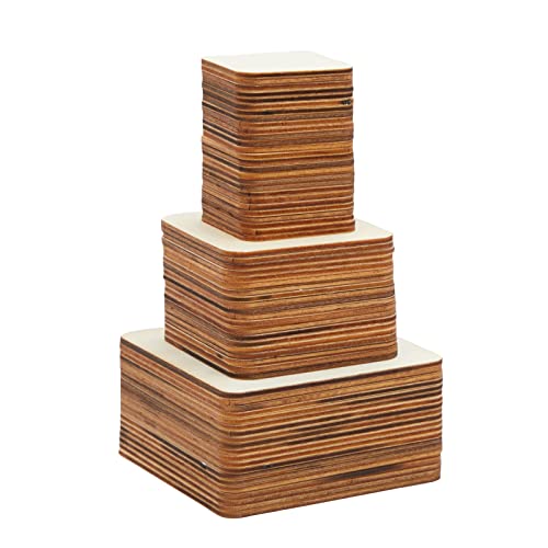70 Pack Unfinished Wood Squares for DIY Projects