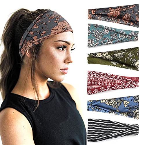 Stylish Boho Headbands for Yoga and Workouts - 6 Pack