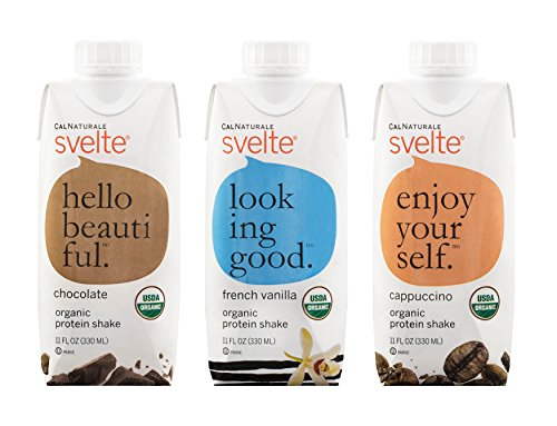 Svelte Organic Protein Shake, Variety Pack, 11 Fl Oz (Pack of 12)