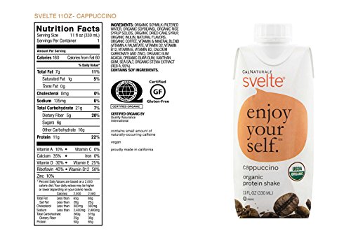 Svelte Organic Protein Shake, Variety Pack, 11 Fl Oz (Pack of 12)