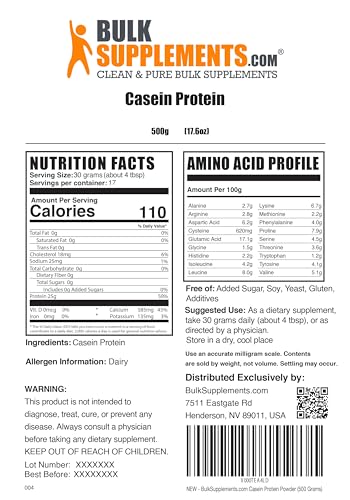 Casein & Whey Blend Protein Powder - 30g per Serving, 17 Servings (500g)