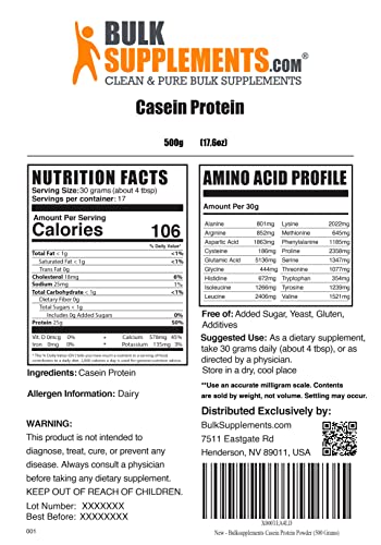 Bulksupplements Pure Casein Protein Powder