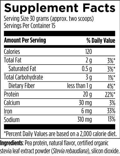 Designs for Health - PurePea Natural Vanilla Vegan Non-GMO Protein, 450g., 15 Servings