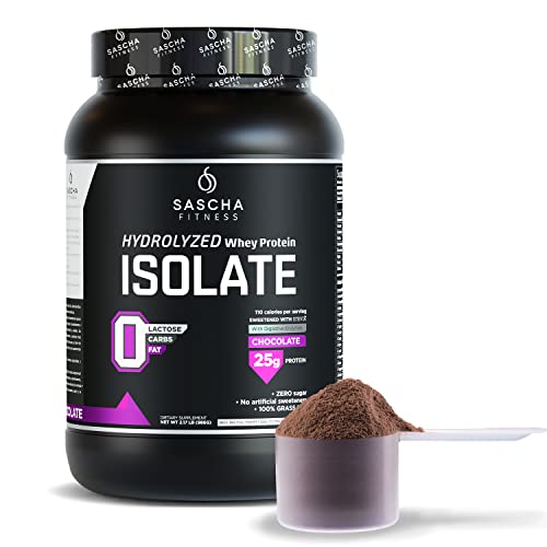 SASCHA FITNESS Hydrolyzed Whey Protein Isolate,100% Grass-Fed (2 Pound,Chocolate)