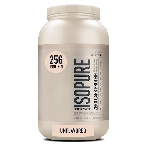 Isopure Unflavored Protein, 25g Whey Isolate, with Vitamin C & Zinc for Immune Support, Zero Carb & Keto Friendly, 47 Servings, 3 Pounds (Packaging May Vary)