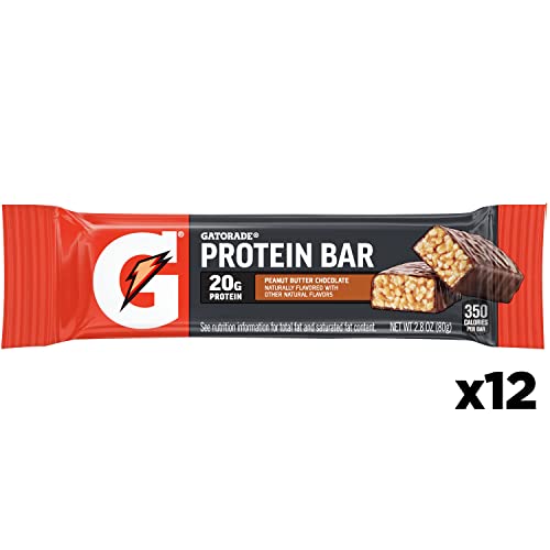 Gatorade Whey Protein Recover Bars, Peanut Butter Chocolate, 2.8 ounce bars (Pack of 12)