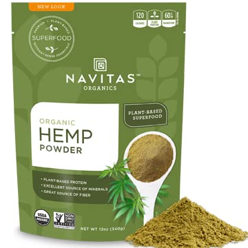 Navitas Organics Hemp Powder, 12 oz. Bag, 11 Servings — Organic, Non-GMO, Cold-Pressed, Gluten-Free