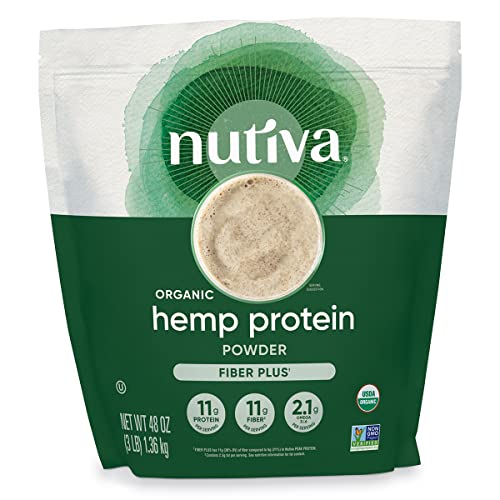 Nutiva USDA Organic Cold-Pressed Raw Hemp Seed Plant Protein with Hi-Fiber and Essential Amino Acids Powder, Non-GMO, Whole 30 Approved, Vegan, Gluten-Free & Keto, 3 Pound