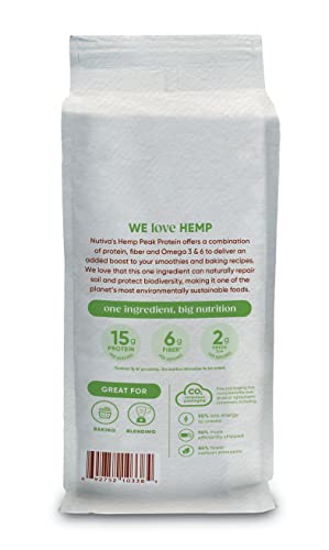 Nutiva Organic Cold-Pressed Raw Hemp Seed Protein Powder, Peak Protein, 30 Oz, USDA Organic, Non-GMO, Whole 30 Approved, Vegan, Gluten-Free & Keto, Plant Protein with Essential Amino Acids