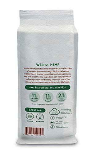 Nutiva USDA Organic Cold-Pressed Raw Hemp Seed Plant Protein with Hi-Fiber and Essential Amino Acids Powder, Non-GMO, Whole 30 Approved, Vegan, Gluten-Free & Keto, 30 Ounce