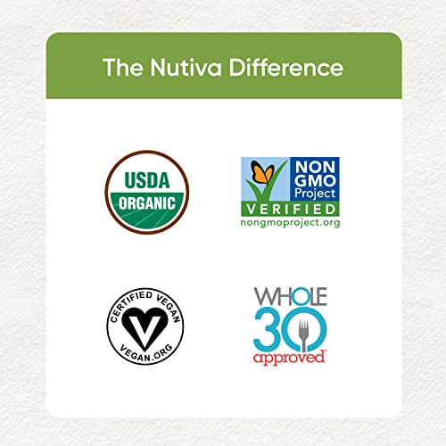 Nutiva Organic Cold-Pressed Raw Hemp Seed Protein Powder, Peak Protein, 30 Oz, USDA Organic, Non-GMO, Whole 30 Approved, Vegan, Gluten-Free & Keto, Plant Protein with Essential Amino Acids