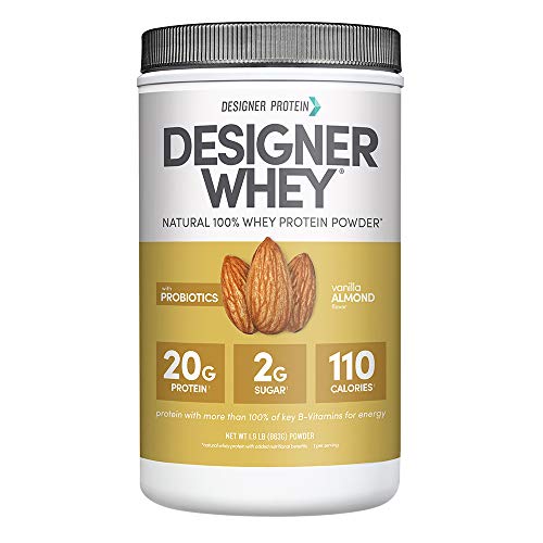 Designer Whey Protein Powder, Vanilla Almond, 1.9 Lb, Non GMO, Made in USA
