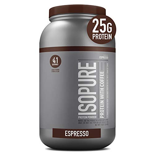 Isopure Protein Powder, With Coffee, Low Carb Whey Isolate with Vitamin C & Zinc for Immune Support, 25g Protein, Keto Friendly, Espresso, 3 Pounds (Packaging May Vary)
