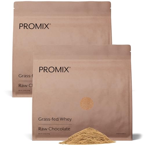 Promix Whey Protein Powder, Raw Chocolate - 5lb Bulk - Grass-Fed & 100% All Natural - ­Post Workout Fitness & Nutrition Shakes, Smoothies, Baking & Cooking Recipes - Gluten-Free & Keto-Friendly