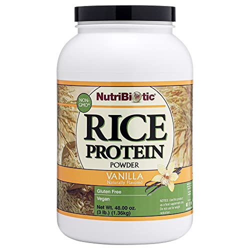 NutriBiotic – Vanilla Rice Protein, 3 Lb (1.36kg) | Low Carb, Keto-Friendly, Vegan, Raw Protein Powder | Grown & Processed without Chemicals, GMOs or Gluten | Easy to Digest & Nutrient Rich