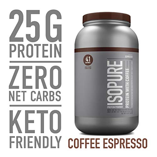 Isopure Protein Powder, With Coffee, Low Carb Whey Isolate with Vitamin C & Zinc for Immune Support, 25g Protein, Keto Friendly, Espresso, 3 Pounds (Packaging May Vary)