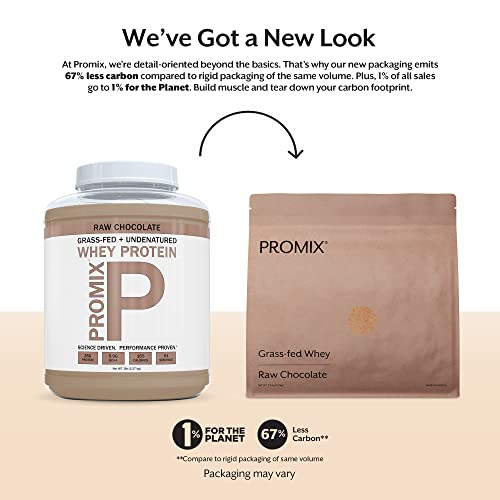 Promix Whey Protein Powder, Raw Chocolate - 5lb Bulk - Grass-Fed & 100% All Natural - ­Post Workout Fitness & Nutrition Shakes, Smoothies, Baking & Cooking Recipes - Gluten-Free & Keto-Friendly