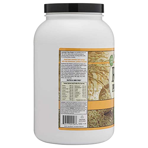 NutriBiotic – Vanilla Rice Protein, 3 Lb (1.36kg) | Low Carb, Keto-Friendly, Vegan, Raw Protein Powder | Grown & Processed without Chemicals, GMOs or Gluten | Easy to Digest & Nutrient Rich