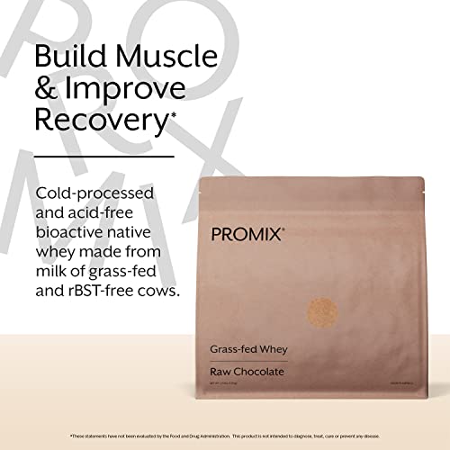 Promix Whey Protein Powder, Raw Chocolate - 5lb Bulk - Grass-Fed & 100% All Natural - ­Post Workout Fitness & Nutrition Shakes, Smoothies, Baking & Cooking Recipes - Gluten-Free & Keto-Friendly